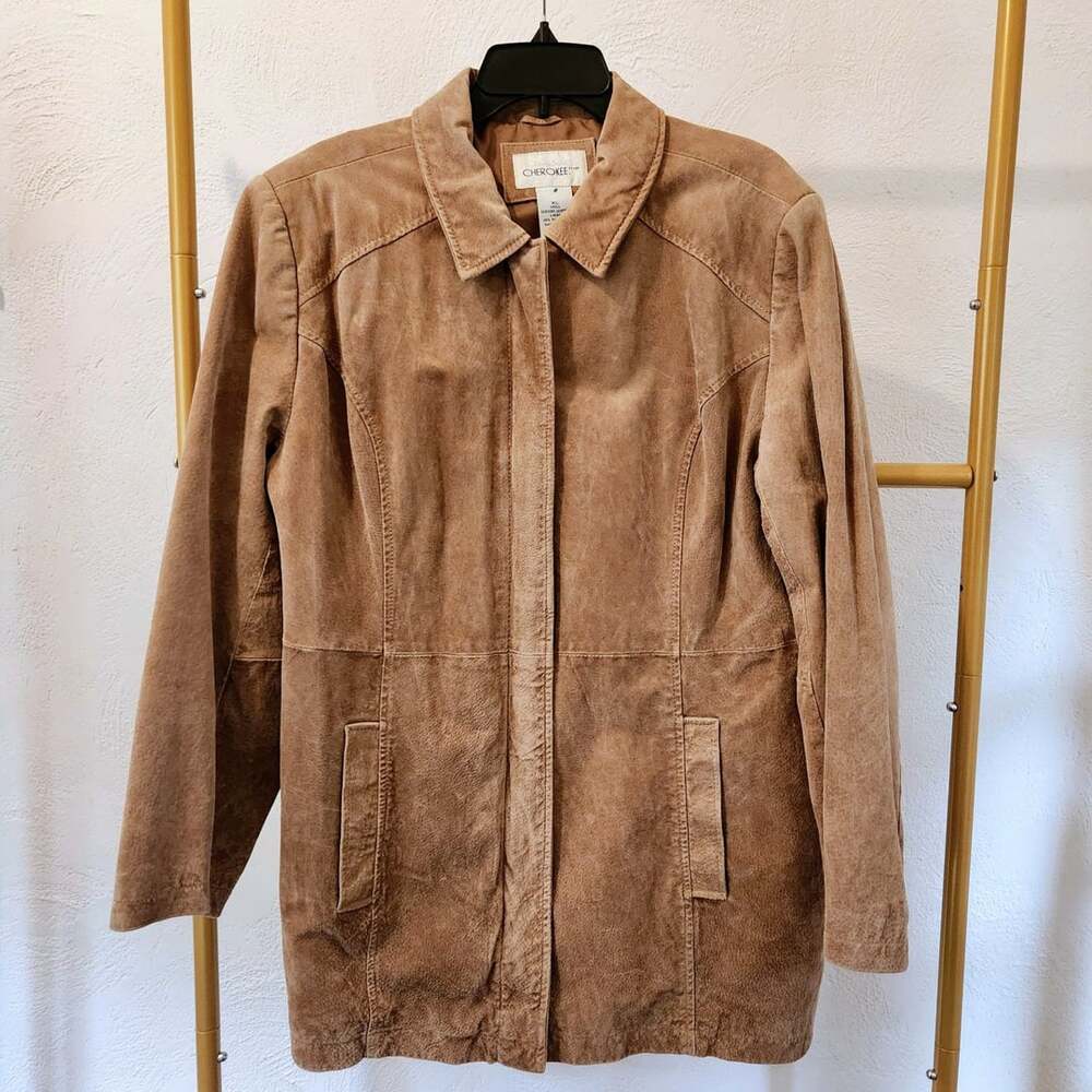 Cherokee Suede Leather Jacket Size XL Tan Vintage Coat